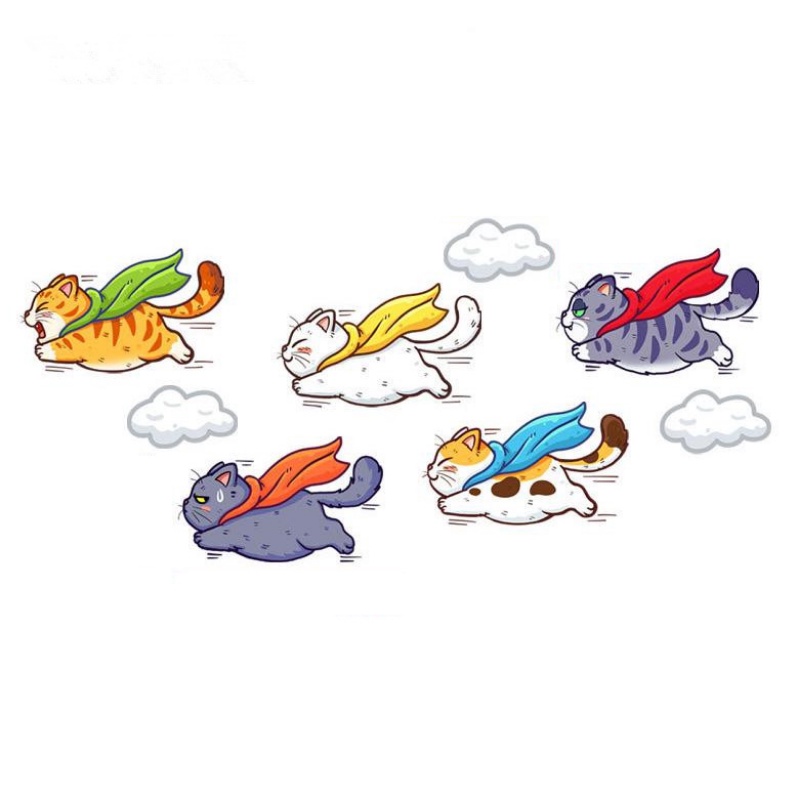 Kartun Stiker Styling Mobil/Kucing Terbang Lucu Decals Body Mobil Jendela Interior Dashboard Stiker Hias