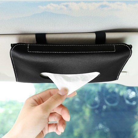 Tempat Tisu Mobil Jepit Gantung Sun Visor Kulit Polos Tissue Organizer Box Masker Gantung Selip Sunvisor sunshade HOLDER