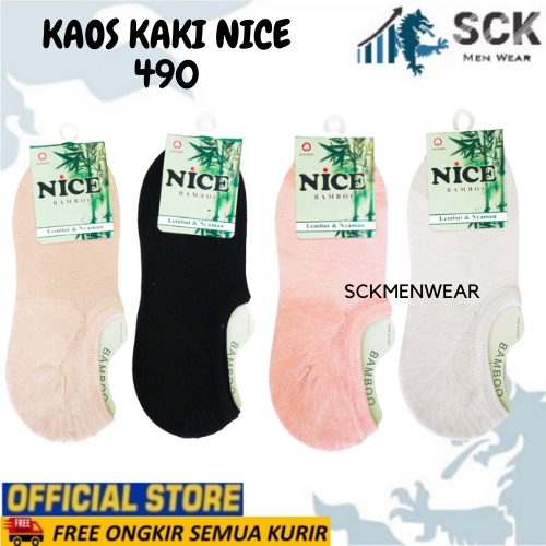 Kaos Kaki Wanita NICE 490 Polos Warna / Kaus Kaki Kebutuhan Wanita / Invisible Socks Bawah Mata Kaki Cewek - sckmenwear GROSIR