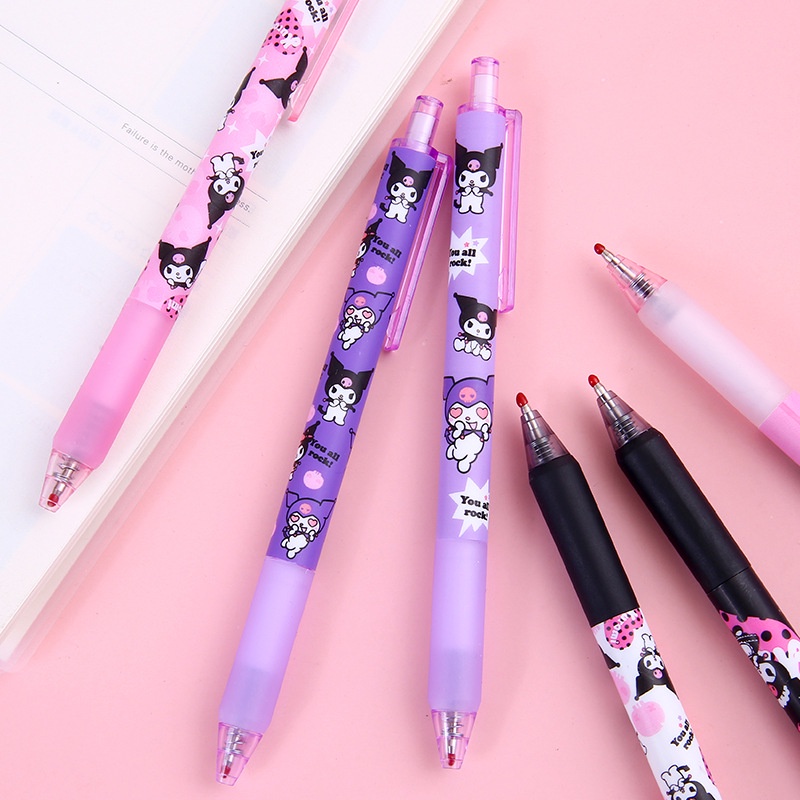 [Harga Grosir] [Warna Random] 0.5mm Kreatif Lucu Kulomi Press Type Neutral Pen Lovely Halus Hitam Pena Netral Siswa Kartun Tulis Alat Tulis Gel Pena