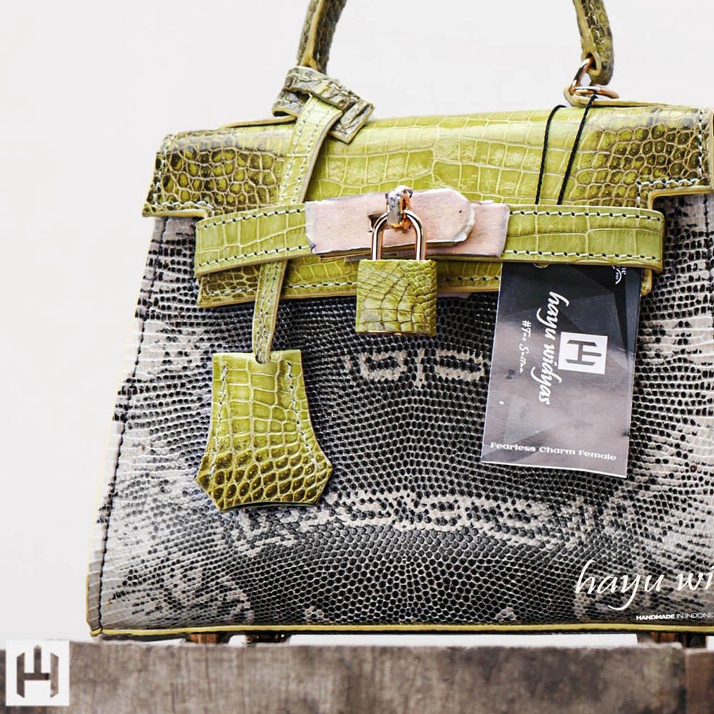 HAYU WIDYAS KALE bag kulit - Hijau Putih Glossy