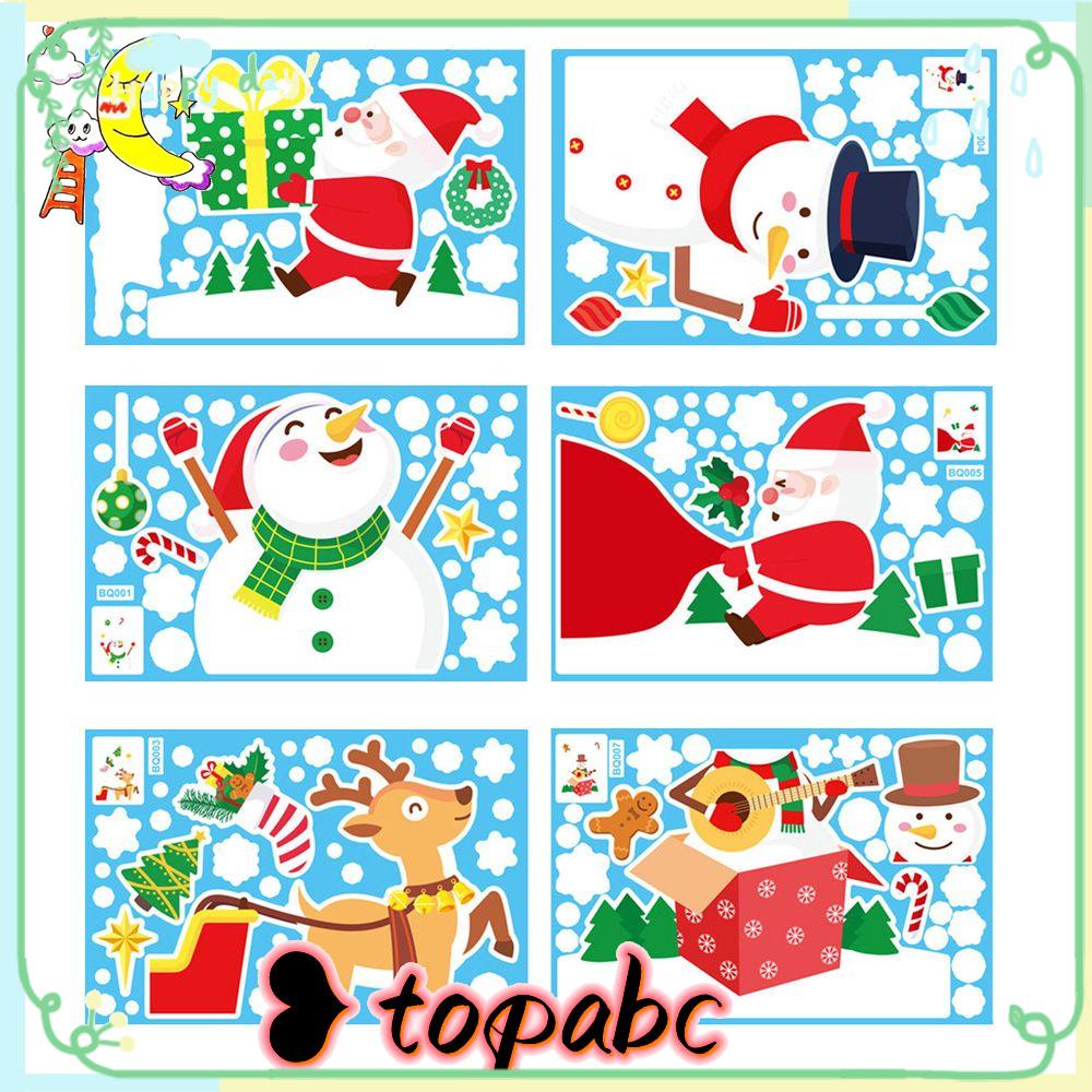 Top Merry Christmas Stiker Jendela Rumah Layout Dinding Warna Self Adhesive Santa Claus