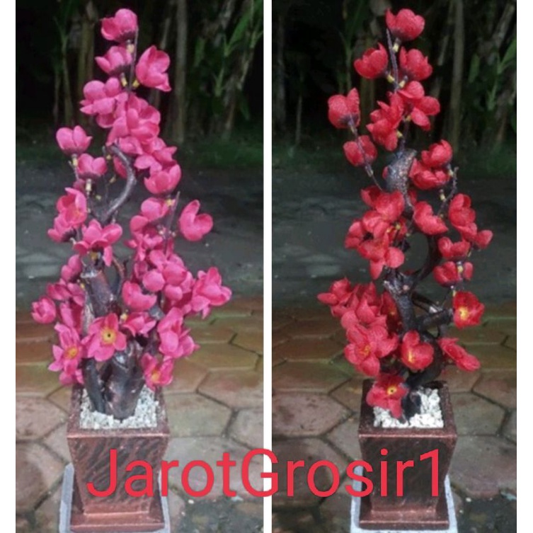 BUNGA HIASAN RUANGAN + POT DAN BATU // SAKURA DEKO¹RASI + POT TINGGI 40CM // BU 10NGA HIAS SAKURA IM