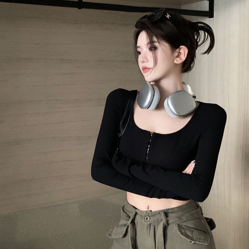 Red Keinginan Murni Manis dan Pedas Seksi Temperamen Pendek Kardigan Rajutan Wanita Awal Musim Gugur Kecil Pinggang Tinggi Terkena Pusar Chic slimming Top