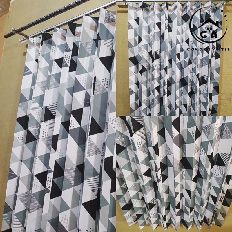 GA01 - gorden plisket cantolan kawat s motif pyramid abu/gorden jendela/gorden pintu/gorden muran
