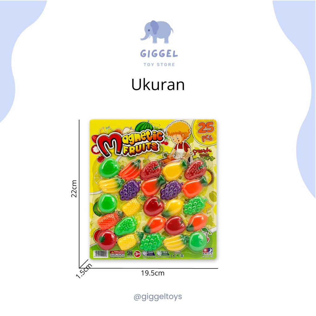 [ Giggel ] Magnetic Fruits / Mainan Edukasi Tempelan Kulkas Buah dan Abjad / Mainan Magnet Tempelan Kulkas Buah 20pcs