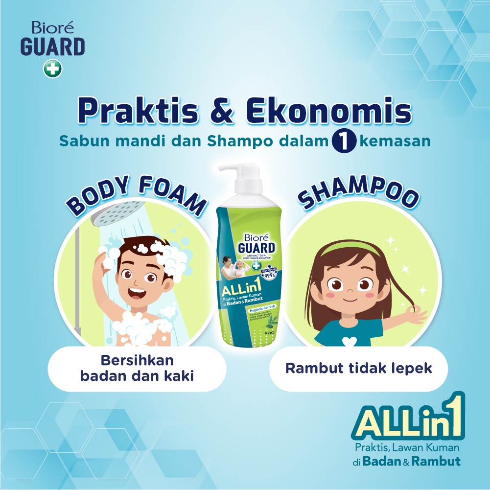 Biore Guard All in 1 Shampo Sabun Mandi Cair Hygienic Pouch 400ml