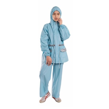 Jas Hujan Setelan Celana Parka Andara Plevia / Mantel stelan Ringan / jas hujan traveling / jas hujan terbaru