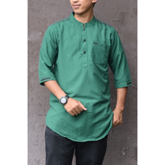 Baju Koko Kurta Katun Pria Dewasa Lengan 3/4