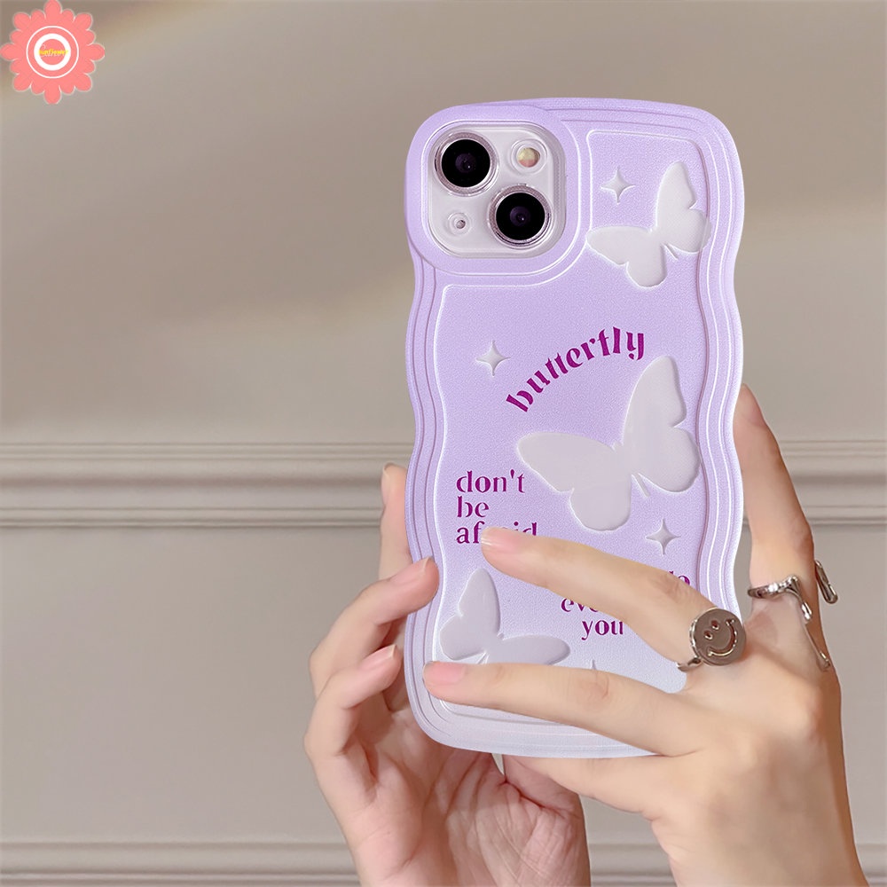 Redmi Note10 11 9 8 10Pro 10s 9Pro Redmi 10 10C 9 9T A1 9A 9C 10A A1+POCO X3 NFC Pro M3 Note 11Pro+9s 11s Mi 11T Pro Romance Butterfly Cute Case Soft TPU Wavy Edge Sarung