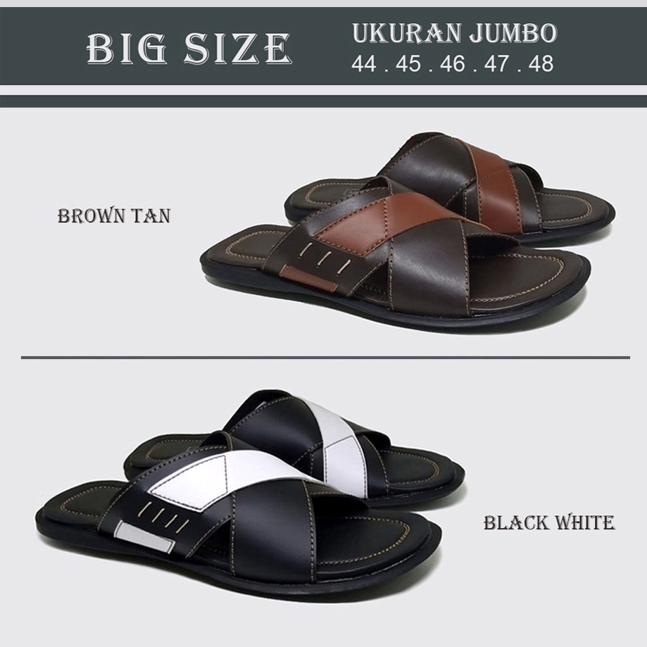 ARDOLPH X ZAGIB | Sandal Pria White Big Size Slide Flat / Sendal Selop Cowok Ukuran Besar Jumbo 44-45-46-47-48