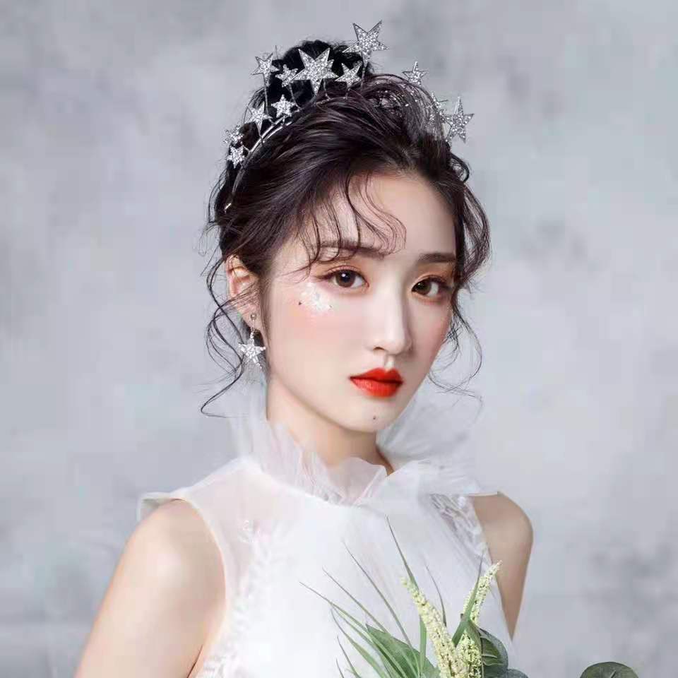 Peri Berlian Imitasi Bintang Bando Trendi Tiara Pengantin Warna Perak Fairy Crown Pesta Rambut Hoop Korea Aksesoris Rambut