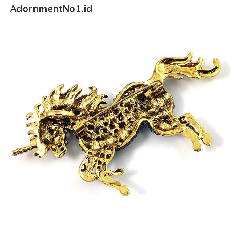 [AdornmentNo1] Berlian Imitasi Unicorn Bros Wanita Paduan Kuda Hewan Pernikahan Perjamuan Bros Hadiah Kristal Galloping Horse Brooch Disabit Vintage Korsase [ID]