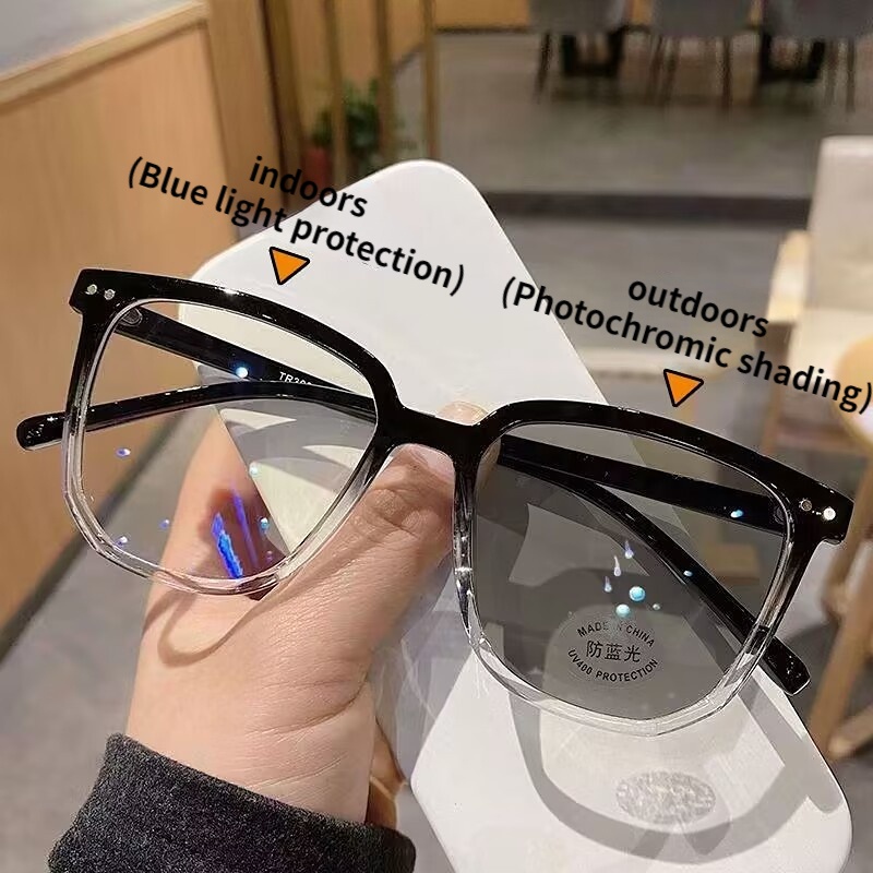 (YUZHU) Photochromic Grey Photochromic Brown Myopia Eyeglasses Fashionable Kacamata Anti Radiasi Dan Anti Blue Light Untuk Pria Dan Wanita