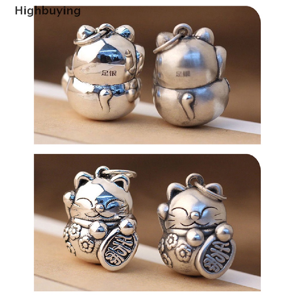 Hbid Vintage Titanium Silver Matte Fortune Cat Ch Kualitas Tinggi Fancy Ornamen Liontin DIY Membuat Perhiasan Kalung Good Luck Kucing Pendant Glory