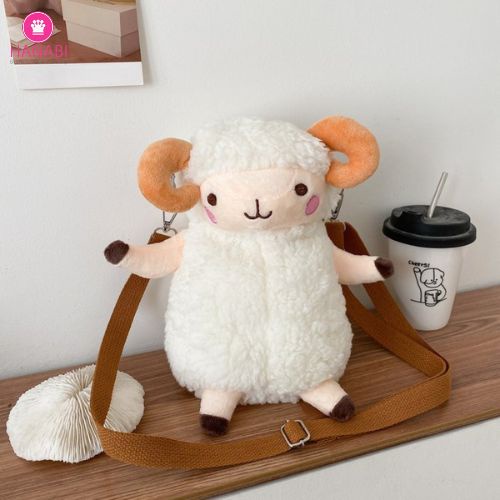 HANABI-tas selempang tas boneka domba SHEEP tas import tas wanita tas jalanjalan bahan plush