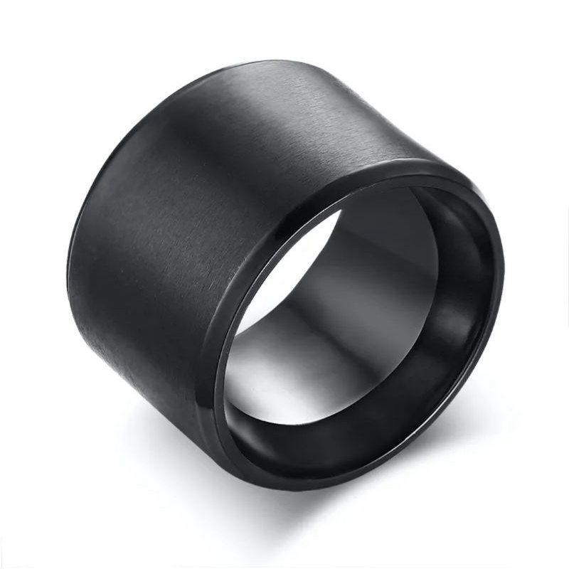 Cincin Pria Jempol 15 mm Black Titanium Premium Quality Anti Luntur Tahan Karat