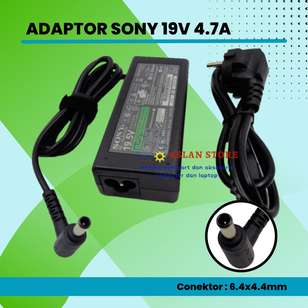 Adaptor Charger Laptop Sony Vaio 19.5V - 4.7A 6.4x4.4mm Sony VAIO PCG VGP VGN VGA VPC Notebook LCD TV Series 90W 6.5*4.4Mm