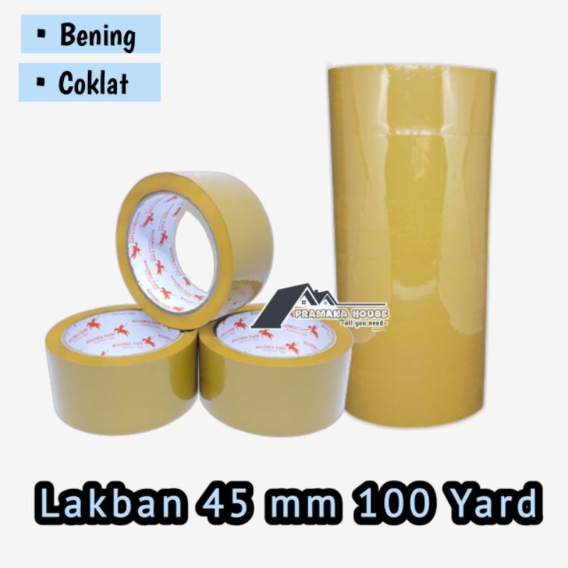 

Lakban Bening Coklat 45 mm 2 inch 2" 100 200 300 Yard