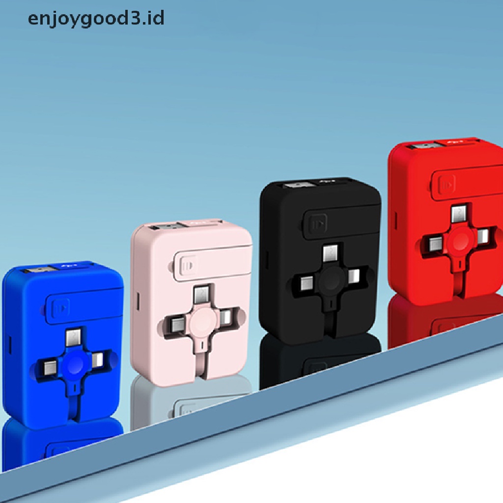 【 Rready Stock 】 3 In 1 Retractable 8 Pin / USB Type C / Micro USB Cable For iPhone14 13 Pro 1m Mobile Phone Charger Data Kable Cord With Phone Stand （ ID ）