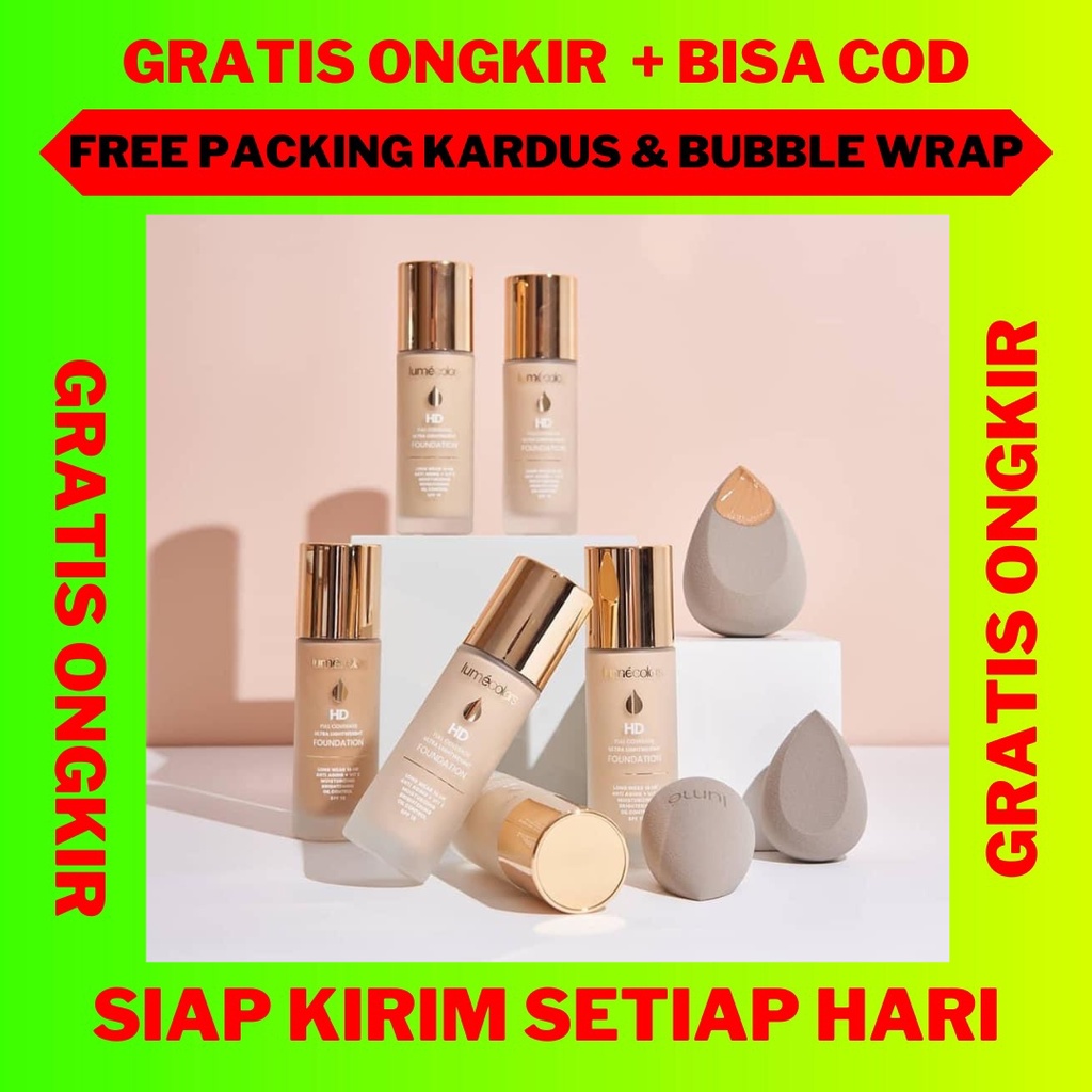 Paket Bundling 1 Foundation Lumecolors Dan 1 Beauty Blender Lumecolors, Foundation Lumecolors HD Ful