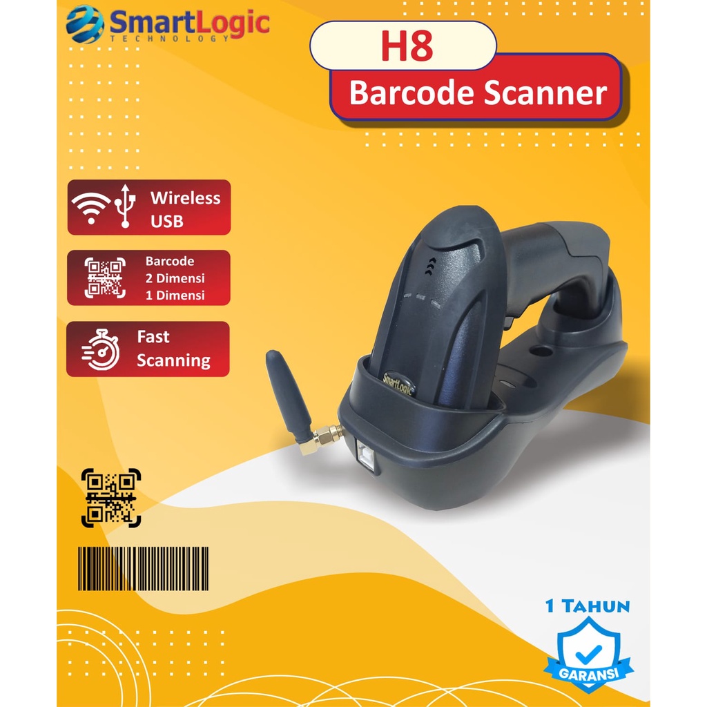 SMARTLOGIC WIRELESS BARCODE SCANNER 2D H8 + DOCKING