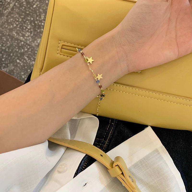 Korea Fashion Liontin Bintang Warna-Warni Manik Gelang Untuk Wanita Gadis Vintage Gelang Pesta Perhiasan Hadiah