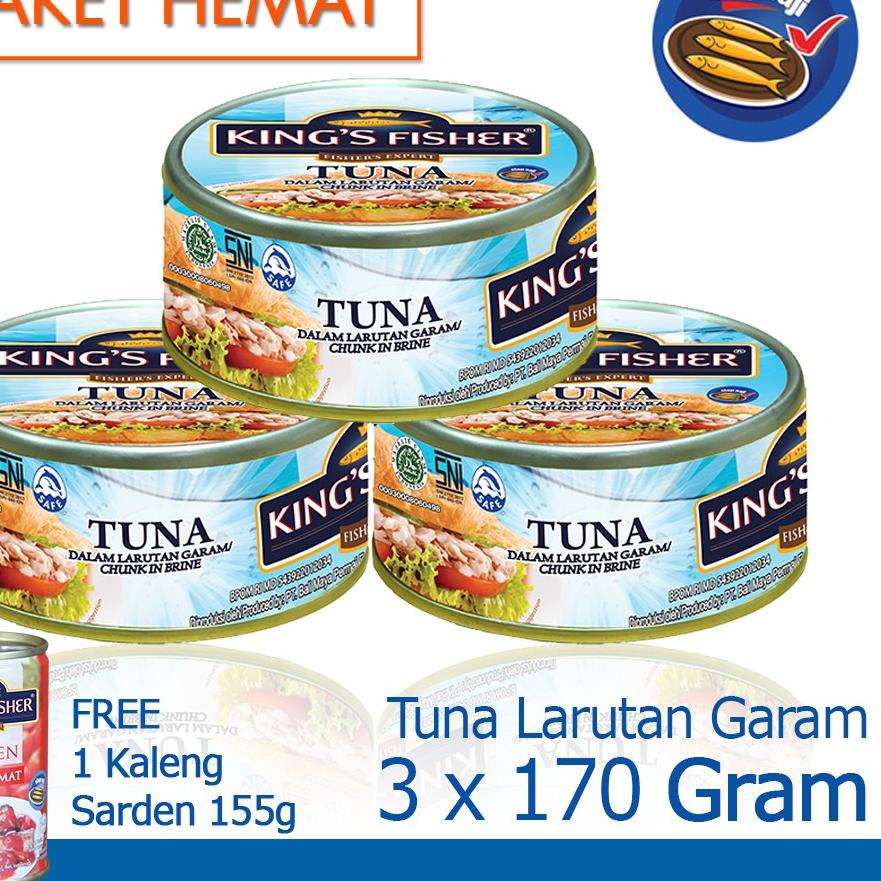 

➣ King's Fisher Paket 3 pcs Tuna dalam Air Garam 170 gr gratis sarden 155 gr ❅