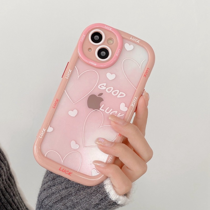 1PC Gradient Puff Case IPhone 11 12 13 14 Pro Max Soft Phone Case Cute Good Luck Love Star Phone Case Cover Bumper