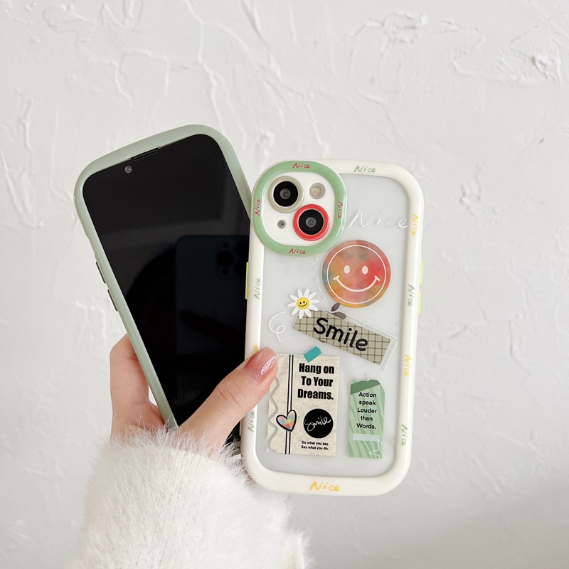 Puff Case iPhone 11 12 13 14 Pro Max 14 Plus Women's Cute Gifts Soft Casing Cover Smile Green Daisy Flowe0 Label