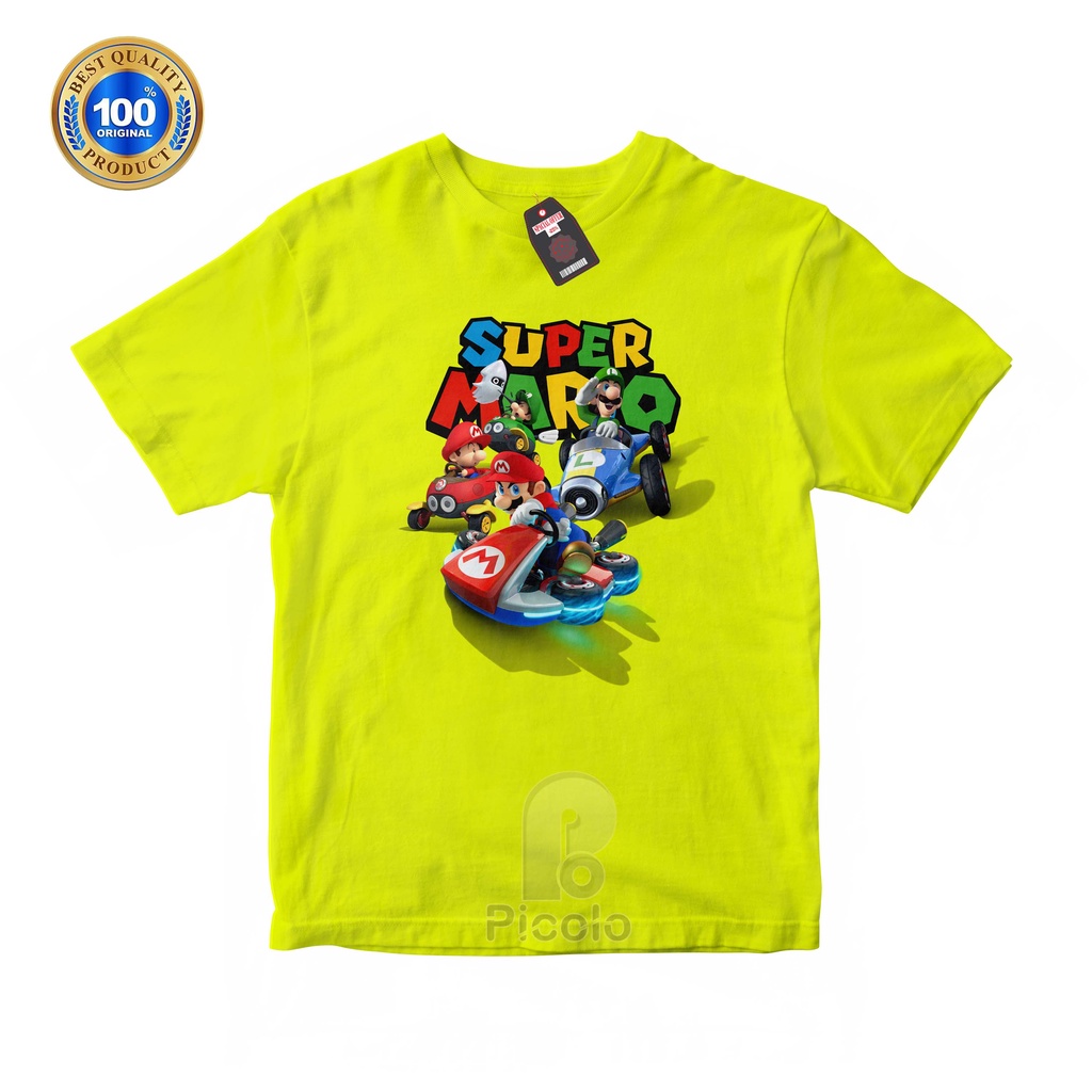 (FREE NAMA) BAJU KAOS ATASAN ANAK MOTIF GAME/KARTUN SUPER MARIO UNISEX Bahan COTTUN