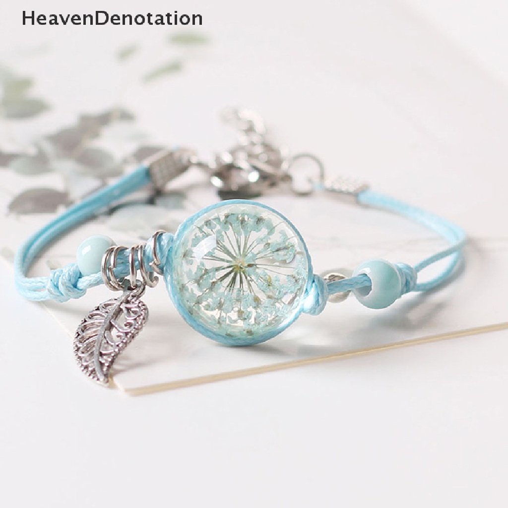 [HeavenDenotation] Manik-manik Keramik Lucu Multilayer Gelang Spesimen Botani Alami Gelang Untuk Wanita Gadis Gelang Perhiasan Braided Adjustable Bracelet HDV