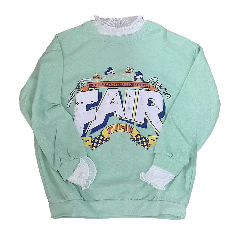 yikoo-Plus size sweater jaring tambal sulam sweatshirts korea wanita