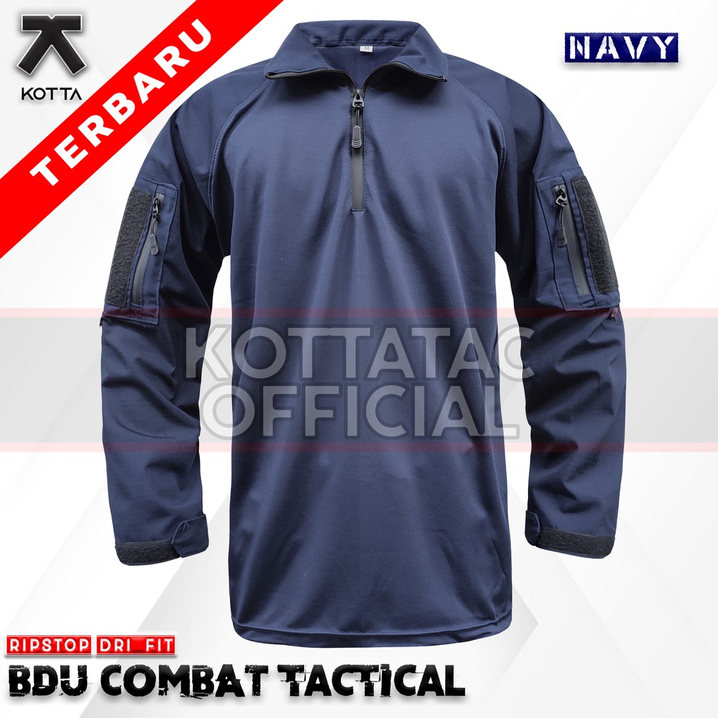 KAOS BDU DRYFIT TAD NAVY - KAOS BDU COMBAT PRIA LENGAN PANJANG NAVY -  KAOS TACTICAL PRIA  - BDU JERSEY DRYFIT - BAJU BDU LENGAN PANJANG BIRU DONGKER