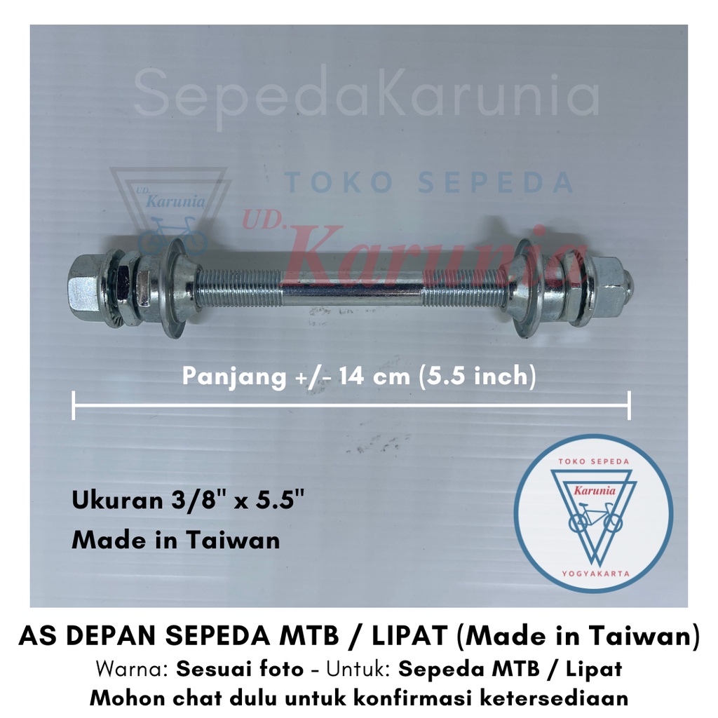 As Roda Muka Depan Front Hub Spindle Model Besar Sepeda MTB BMX Lipat Made In Taiwan