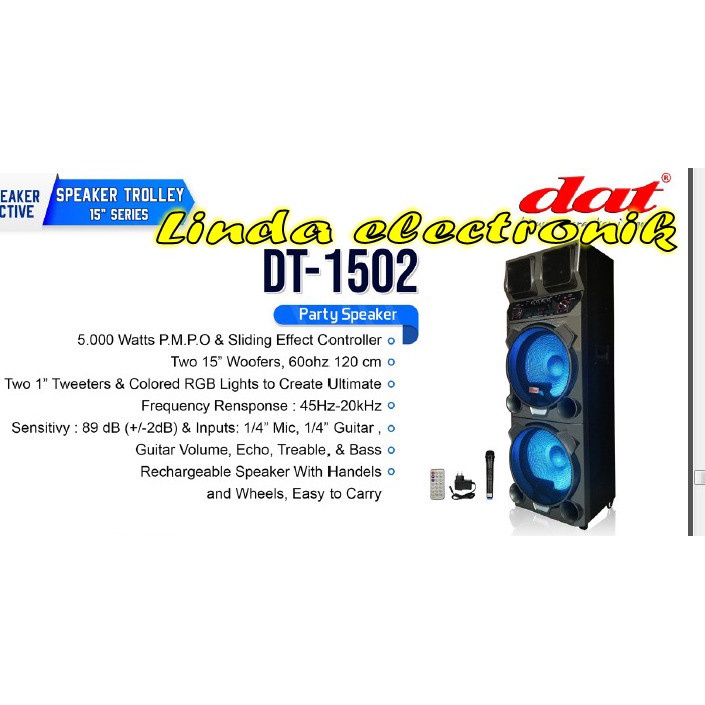 speaker aktif dat dt 1502 dat dt1502 15'' Bonus mic wireless original
