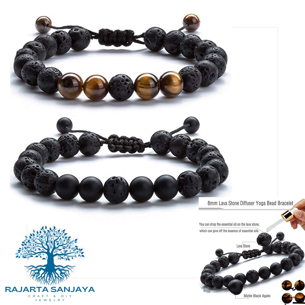 Lava Rock Essential Oil Diffuser Bracelet Braided Rope Tiger Beads Bracelet