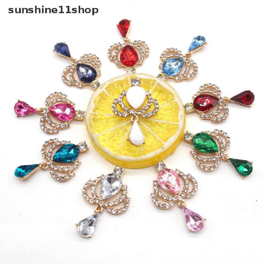 SHO  Gold Crown Drop Shaped Acrylic Pendant DIY Costume Decorative Wine Glass Lady Brooch Gift Box Rhinestone Accessories N