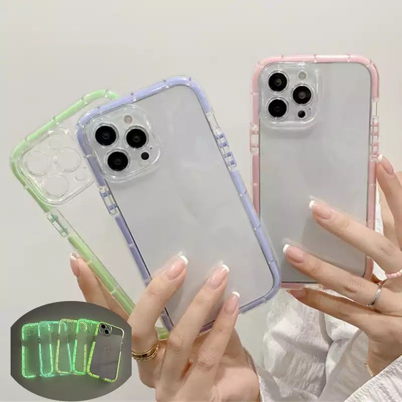 LUMINOS GLOW IN THE DARK CASE IPHONE 14 PROMAX 14 PRO 14 PLUS 13 PROMAX 13 12 PRO 12 SOFT CASE LUXURY BUMPER + PROTECTOR CAMERA