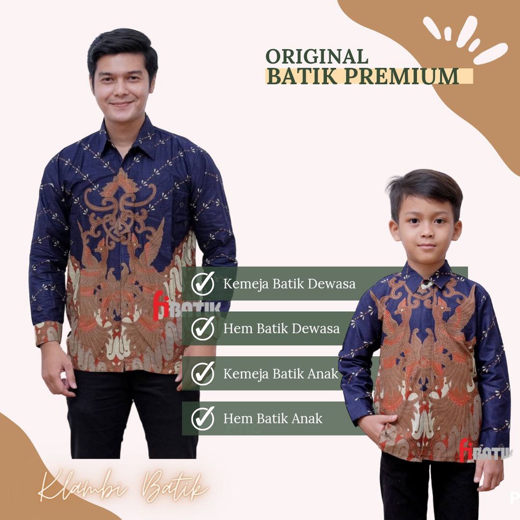 Kemeja Batik Pria Lengan Panjang Couple Batik Ayah Anak Usia 2-12 Tahun