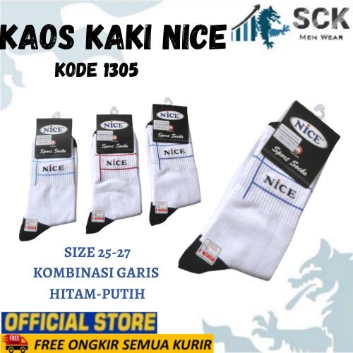 Kaos Kaki Olahraga NICE 1305-9 Sebetis MOTIF Garis / Kaus Kaki NICE 1305-9 Casual