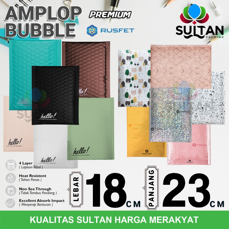 

AMPLOP BUBBLE MAILER 18x23cm ENVELOPE WRAP RUFSET PREMIUM SATUAN MURAH