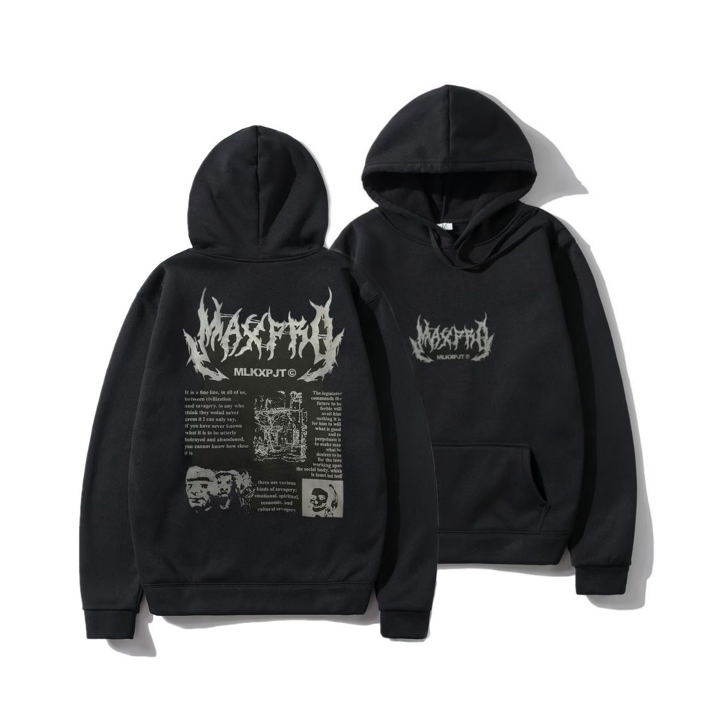 MAXPRO - Sweater hoodie maxpro unisex premium - hoodie maxpro pria wanita black edition bahan tebal gramasi 280 redy all size M-XXL