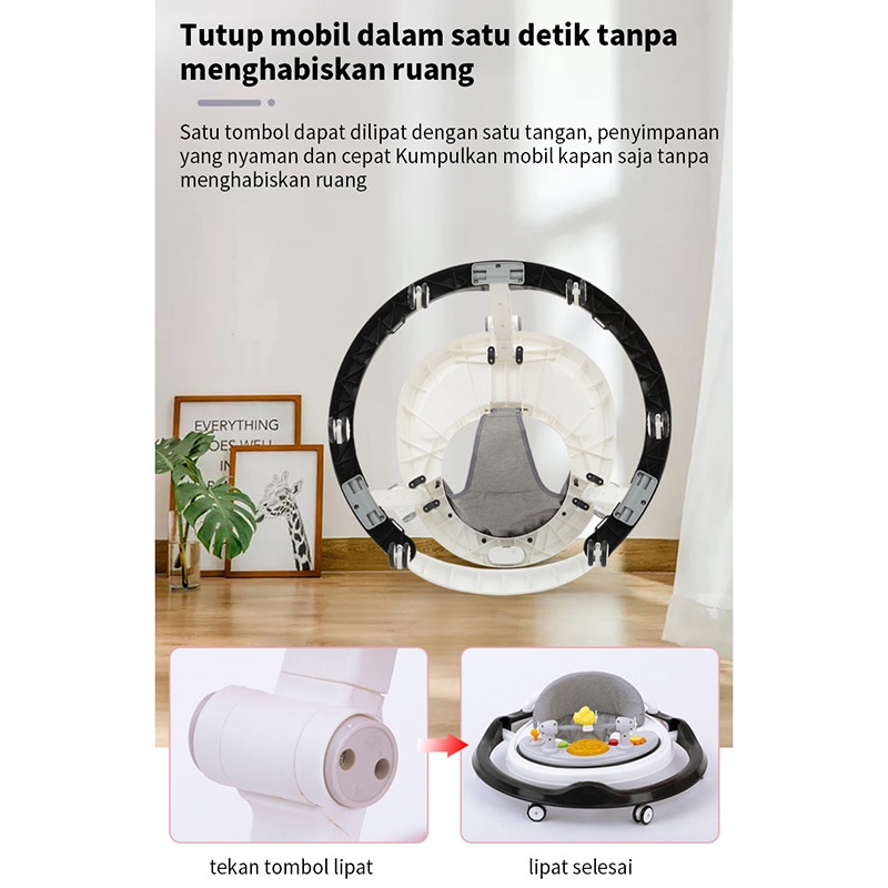 Baby Walker Lipat Musik Mainan Membantu bayi Anda belajar berjalan