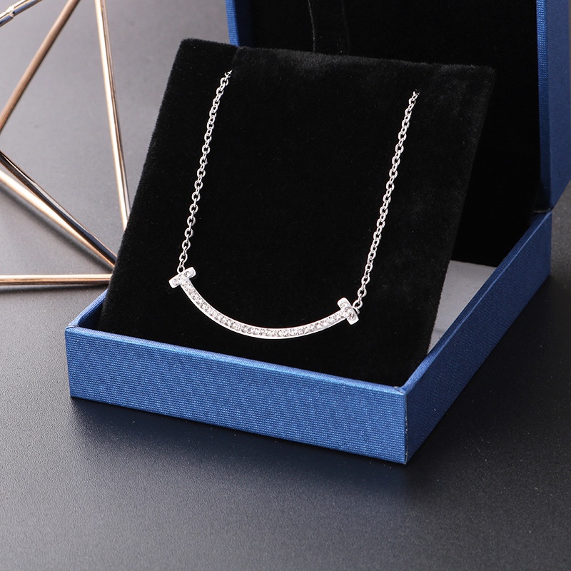 Kalung Lapis Titanium Steel 18K Rose Gold Hias Berlian Zircon Gaya Korea