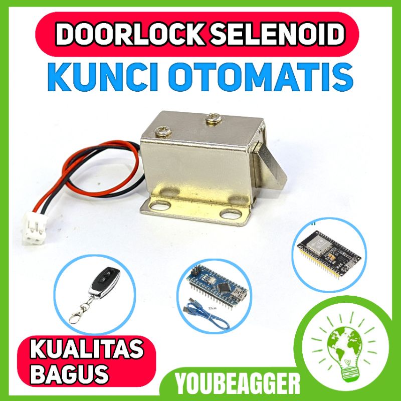 Door lock selenoid 12V kunci otomatis untuk project DIY