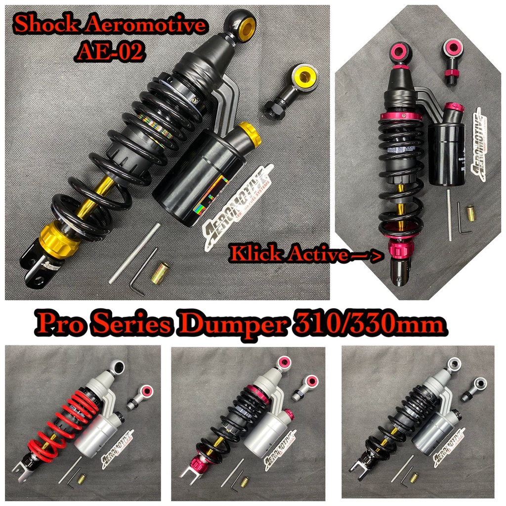 Shock Aeromotive AE-02 Pro Series Dumper Bawah Active As Gold Matic Singel Shock universal mio vario beat shoopy fino uk 310mm dan 330mm