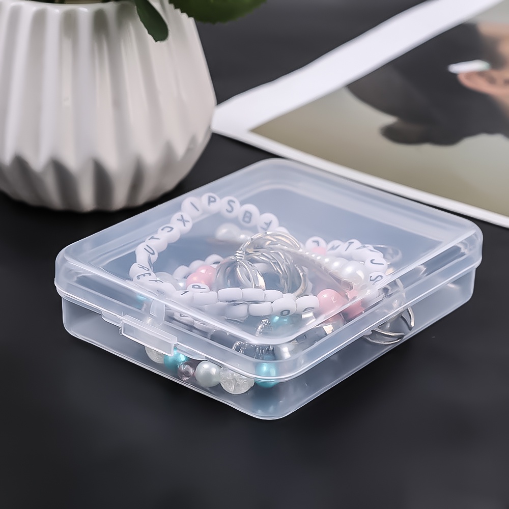 Clamshell Keranjang Penyimpanan Serba Serbi Mini Desktop Storage Box Container Transparan Desktop Kosmetik Perhiasan Alat Tulis Rumah Kantor Aneka Organizer Plastik