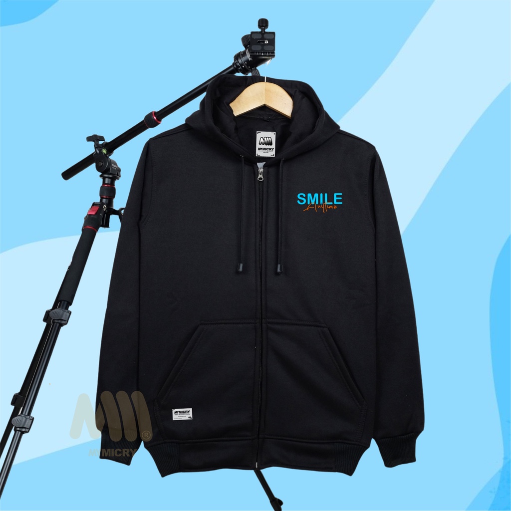 Zipper Hodie Pria Distro Original Brand Mymicry Sweater Resleting Jumbo Oversize Cowok Cewek Motif Smile Aesthetic Bahan Flece Tebal Berkualitas Terbaru
