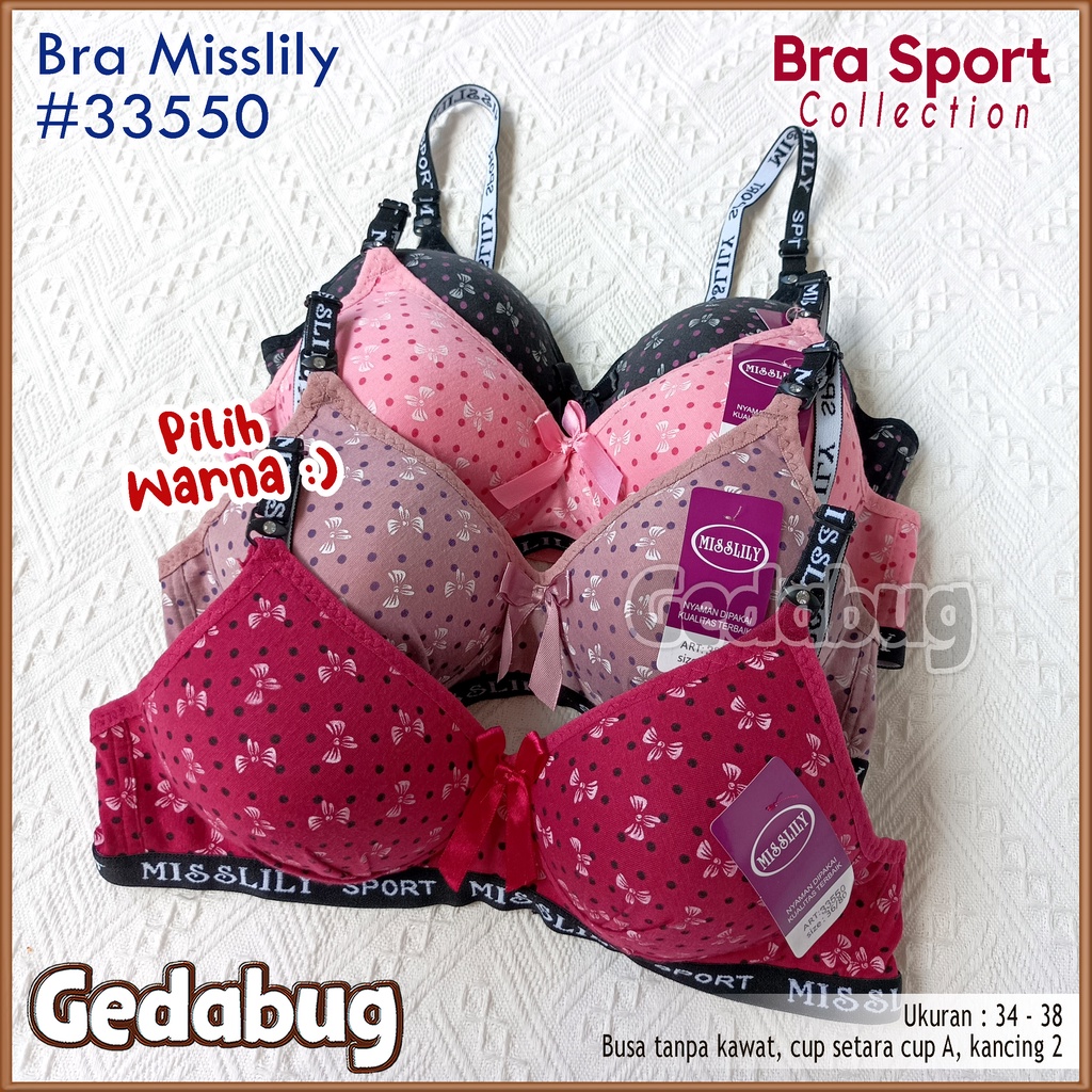 Bra BH Misslily 33550 Polkadot Bunga | Bra wanita dewasa Busa tipis tanpa Kawat Kancing 2 | Gedabug